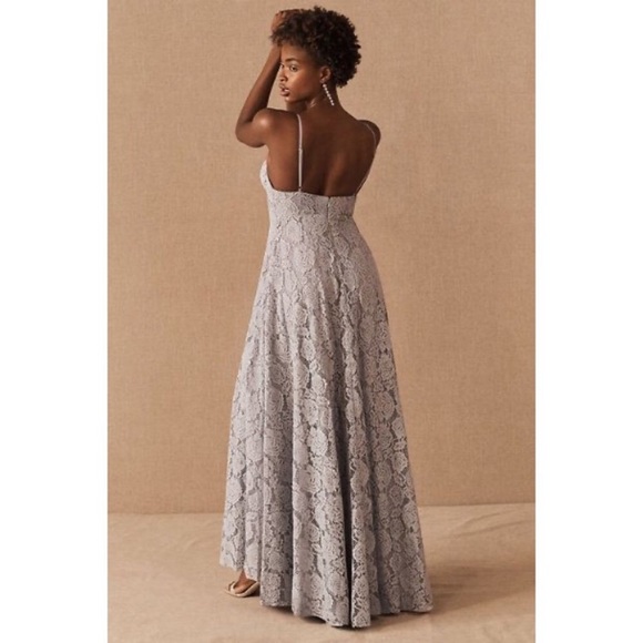 NWT ANTHROPOLOGIE FAME & PARTNERS CHARLOTTE V-NECK LACE DRESS IN FOG - Picture 6 of 13